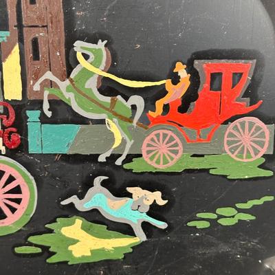 LOT 67B: Vintage Hand Painted Magazine Holder & Serving Trays