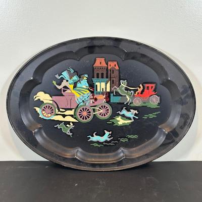 LOT 67B: Vintage Hand Painted Magazine Holder & Serving Trays