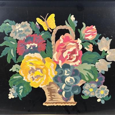 LOT 67B: Vintage Hand Painted Magazine Holder & Serving Trays
