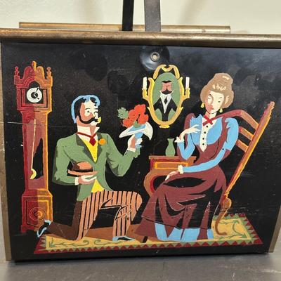 LOT 67B: Vintage Hand Painted Magazine Holder & Serving Trays