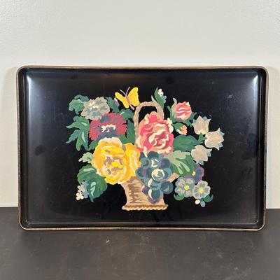 LOT 67B: Vintage Hand Painted Magazine Holder & Serving Trays