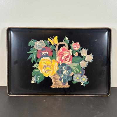LOT 67B: Vintage Hand Painted Magazine Holder & Serving Trays