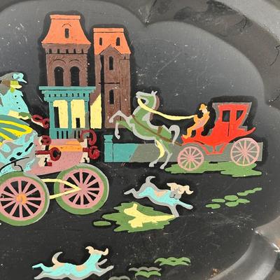 LOT 67B: Vintage Hand Painted Magazine Holder & Serving Trays