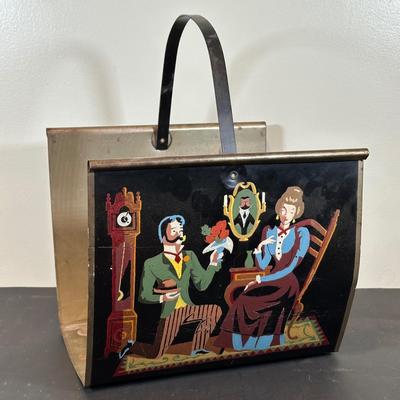 LOT 67B: Vintage Hand Painted Magazine Holder & Serving Trays