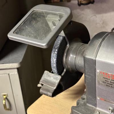 LOT 68B: Vintage Craftsman 1/3 HP Bench Grinder w/ Cabinet & All Contents