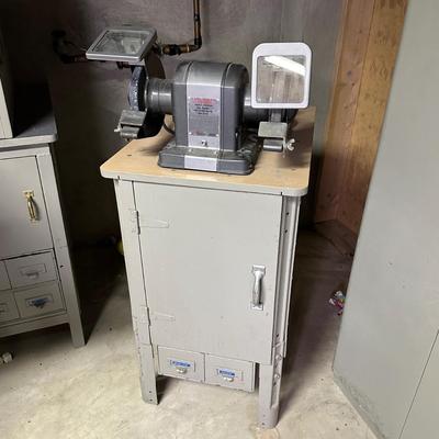 LOT 68B: Vintage Craftsman 1/3 HP Bench Grinder w/ Cabinet & All Contents