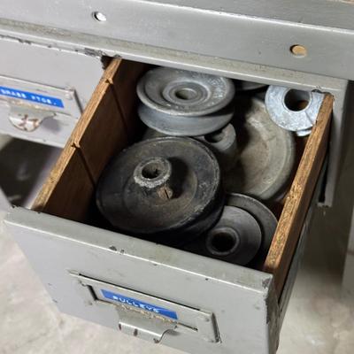 LOT 68B: Vintage Craftsman 1/3 HP Bench Grinder w/ Cabinet & All Contents