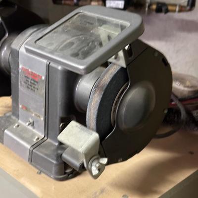 LOT 68B: Vintage Craftsman 1/3 HP Bench Grinder w/ Cabinet & All Contents