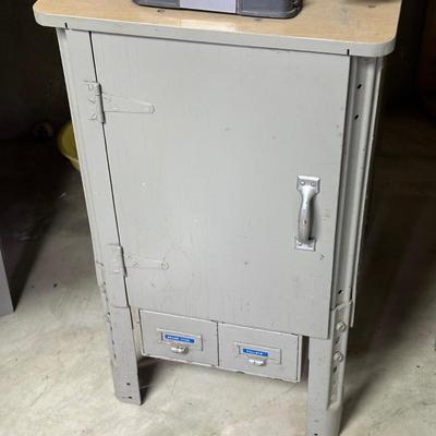 LOT 68B: Vintage Craftsman 1/3 HP Bench Grinder w/ Cabinet & All Contents