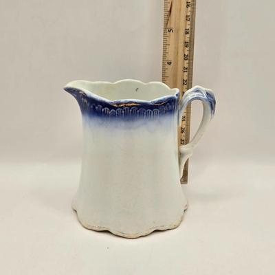 LOT 96B: Three Delft Hand-Painted Plates, Boopie Bubble Glass Ashtray, Vintage Beaded Blue Ruffle Compote Dish, Cobalt Blue Rimmed...