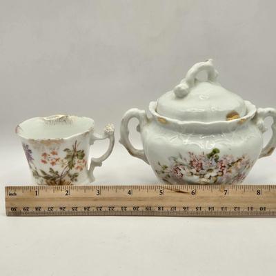 LOT 97B: There's Nothing Like Fresh Flowers. Except Painted Ones! MCM Floral Metal Tole Tray and Multiple Floral Cups, Saucers, and...