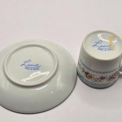 LOT 97B: There's Nothing Like Fresh Flowers. Except Painted Ones! MCM Floral Metal Tole Tray and Multiple Floral Cups, Saucers, and...