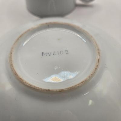 LOT 97B: There's Nothing Like Fresh Flowers. Except Painted Ones! MCM Floral Metal Tole Tray and Multiple Floral Cups, Saucers, and...