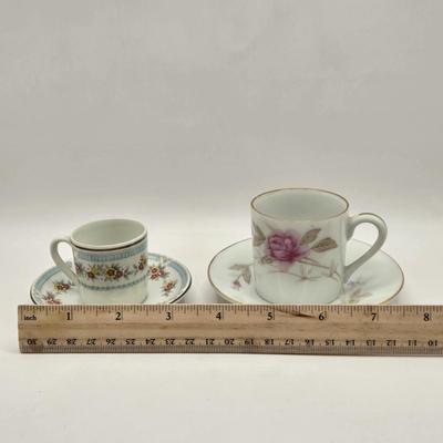 LOT 97B: There's Nothing Like Fresh Flowers. Except Painted Ones! MCM Floral Metal Tole Tray and Multiple Floral Cups, Saucers, and...