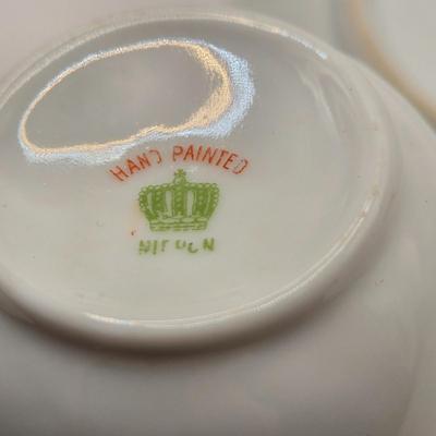 LOT 97B: There's Nothing Like Fresh Flowers. Except Painted Ones! MCM Floral Metal Tole Tray and Multiple Floral Cups, Saucers, and...