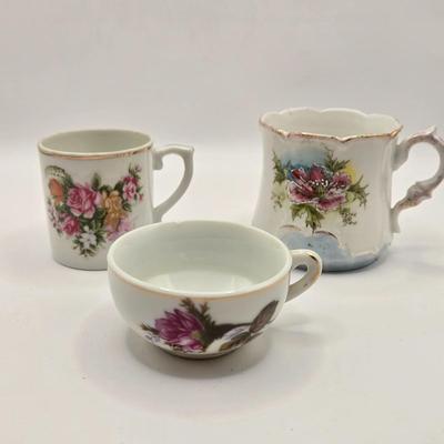 LOT 97B: There's Nothing Like Fresh Flowers. Except Painted Ones! MCM Floral Metal Tole Tray and Multiple Floral Cups, Saucers, and...