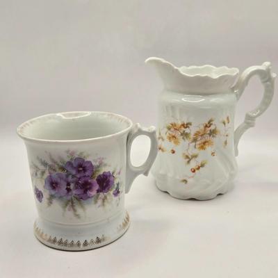 LOT 97B: There's Nothing Like Fresh Flowers. Except Painted Ones! MCM Floral Metal Tole Tray and Multiple Floral Cups, Saucers, and...