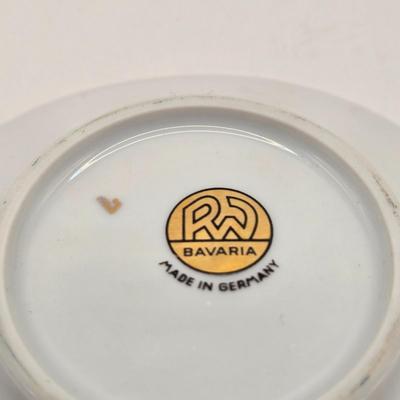 LOT 98B: Royal Bavaria Germany Black Tray w/ 2 Cups , Covered Trinket Bowl, and RW Bavaria Cup and Saucer Set Made in Germany