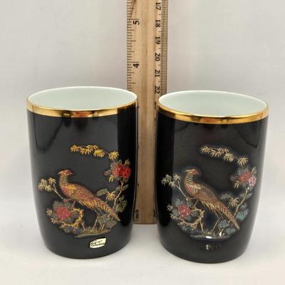 LOT 98B: Royal Bavaria Germany Black Tray w/ 2 Cups , Covered Trinket Bowl, and RW Bavaria Cup and Saucer Set Made in Germany