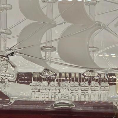 LOT 100B: Lighthouse Plate/Light, Two Ships in Bottles, and Vintage Jennings Bros. Silver Tone Sailboat Paperweight