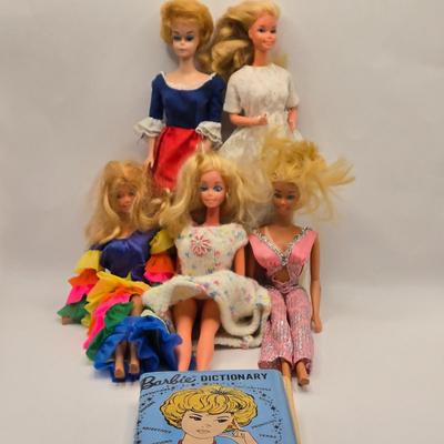 LOT 101B: Vintage Barbies Including Bubble Cut Doll and Barbie Dictionary
