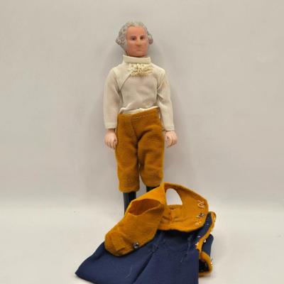 LOT 103B: Ideal Toy Dolls, George Washington Doll, Mermaid Doll, and Box Full of Clothes and Accessories