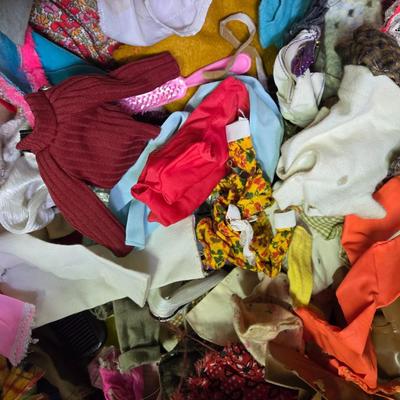 LOT 103B: Ideal Toy Dolls, George Washington Doll, Mermaid Doll, and Box Full of Clothes and Accessories