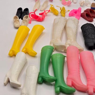 LOT 104B: Barbie Armoire, Drawer, Furniture, and Barbie, Skipper, Ken, & Allan Clothing and Accessories