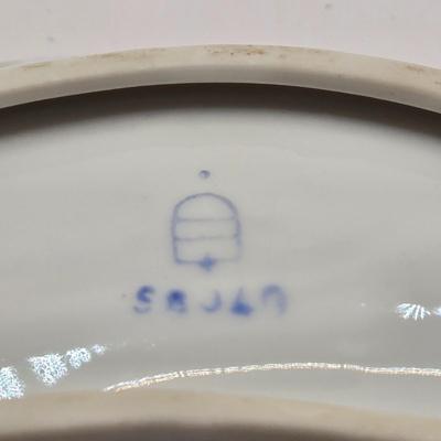 LOT 105B: Just in Time For Easter Brunch. Beaded Rimmed Deviled Egg Plate, Bunny Bowl, Cups and Saucers, and More