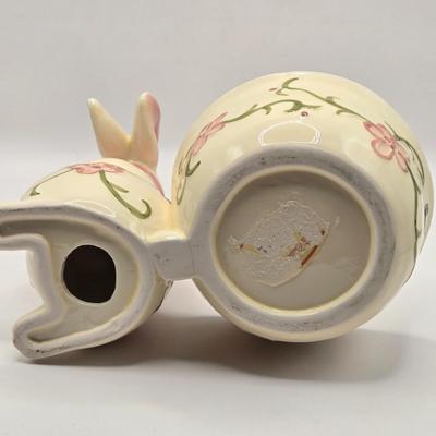 LOT 105B: Just in Time For Easter Brunch. Beaded Rimmed Deviled Egg Plate, Bunny Bowl, Cups and Saucers, and More