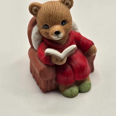 LOT 108K: Large Collection of Homco Christmas Bears Including Grandma & Grandpa in Rocking Chairs, Cubs Sledding, and Many More