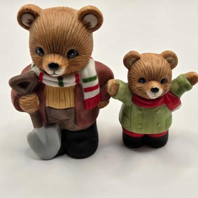 LOT 108K: Large Collection of Homco Christmas Bears Including Grandma & Grandpa in Rocking Chairs, Cubs Sledding, and Many More