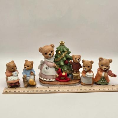 LOT 108K: Large Collection of Homco Christmas Bears Including Grandma & Grandpa in Rocking Chairs, Cubs Sledding, and Many More