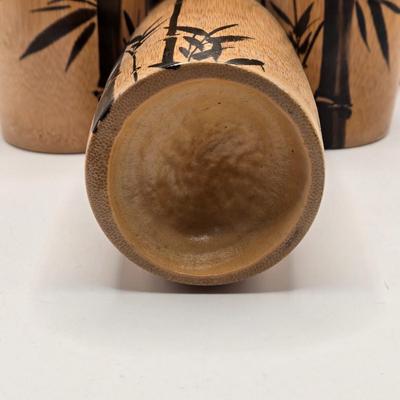 LOT 111K: Vintage Bamboo Drinkware Set Including Tray, 6 Cups, and 6 Coasters