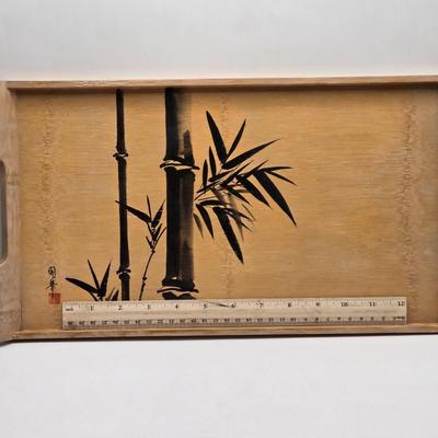 LOT 111K: Vintage Bamboo Drinkware Set Including Tray, 6 Cups, and 6 Coasters