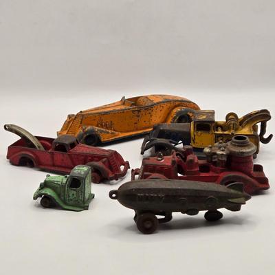 LOT 114K: Vintage Metal Vehicles Including Navy Blimp