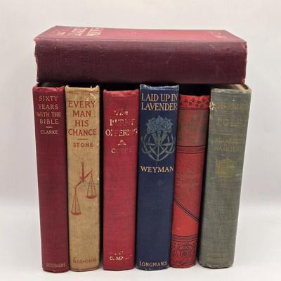 LOT 120K: Every Man His Chance, Sixty Years With The Bible, The Burnt Offering, and Other Antique Books