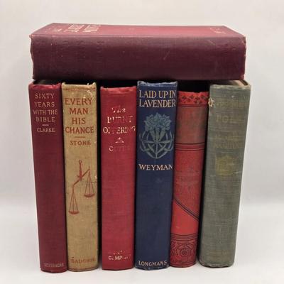 LOT 120K: Every Man His Chance, Sixty Years With The Bible, The Burnt Offering, and Other Antique Books