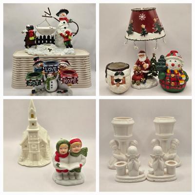 LOT 121K: Assortment of Christmas Candle Holders