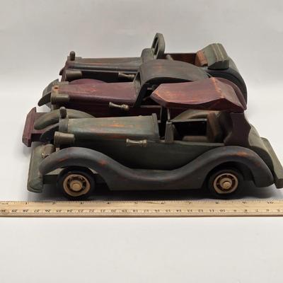 LOT 125K: Three Vintage Wooden Model Cars