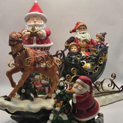 LOT 129K: Season's Tweetings from Russ, Santa with Children in Sleigh, and More