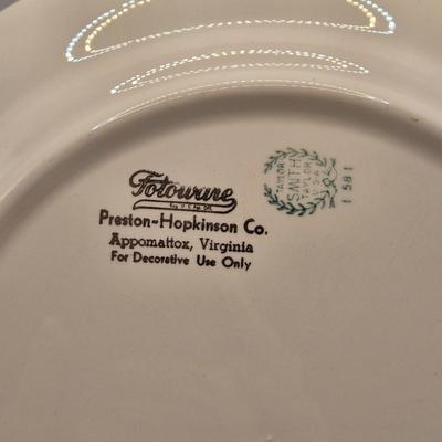 LOT 131K: Local Church Plates, Holmes Furniture Plate, and The Cat's Meow Wooden Buildings