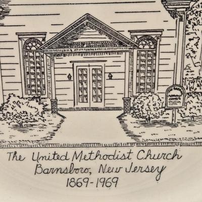 LOT 131K: Local Church Plates, Holmes Furniture Plate, and The Cat's Meow Wooden Buildings