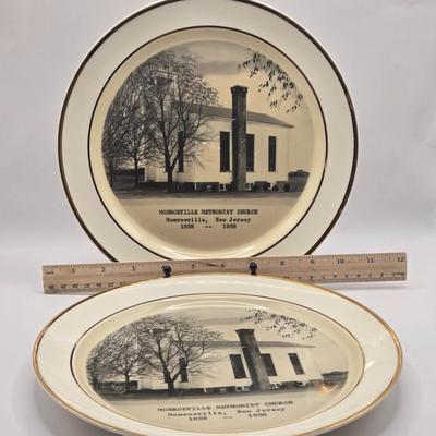 LOT 131K: Local Church Plates, Holmes Furniture Plate, and The Cat's Meow Wooden Buildings