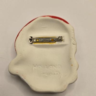 LOT 133K: Plastic Santa, Green Wooden Santa, Set of Coke-a-Cola Bears, Small Plastic Santas Playing Instruments, Clip on Holly Earrings,...