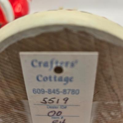 LOT 133K: Plastic Santa, Green Wooden Santa, Set of Coke-a-Cola Bears, Small Plastic Santas Playing Instruments, Clip on Holly Earrings,...