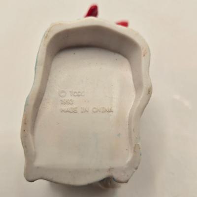 LOT 133K: Plastic Santa, Green Wooden Santa, Set of Coke-a-Cola Bears, Small Plastic Santas Playing Instruments, Clip on Holly Earrings,...