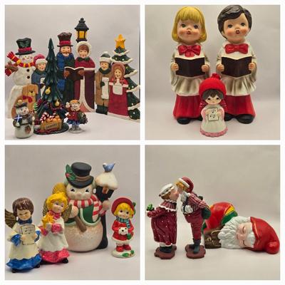LOT:: Caroler 3 Part Screen, Dept 56 Christmas Tree, Brinn's Ceramic Carolers, Dept. 56 Mr. and Mrs. Claus, and More