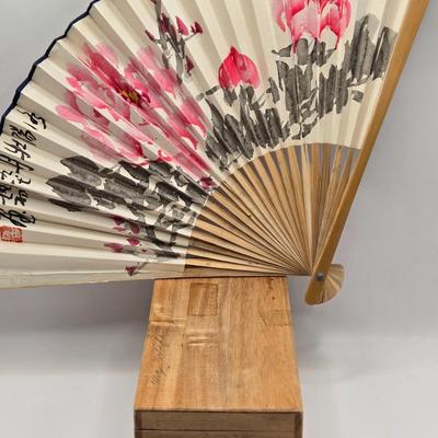 LOT 138K: Vintage Asian Celluloid Clamshell Dioramas and Boat, Lantern, Beer Stein From Okinawa, Hand Fan, Wooden Box, and Tales of the...