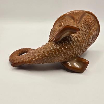 LOT 141K: Antique Pink Milk Glass Syrup Pitcher, Glass Fish Candy/ Succulent Plant Container, Antique Porcelain Lidded Box, Small Lidded...